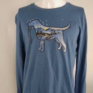 Life is Good Dogscape T-Shirt Retriever Blue Size L